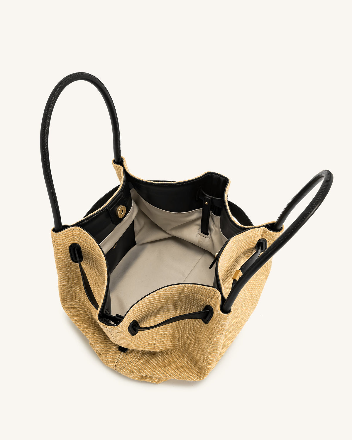 Hana Medium Faux Straw Tote Bag - Brown Straw - view 6
