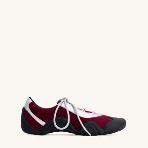 Caitlin Faux Suede Lace-up Ballerina Sneakers - Burgundy & Light Grey - view 1