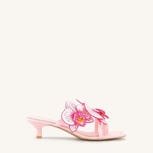Serena Orchid Embroidered Toe Ring Heeled Sandals - Baby Pink - view 1