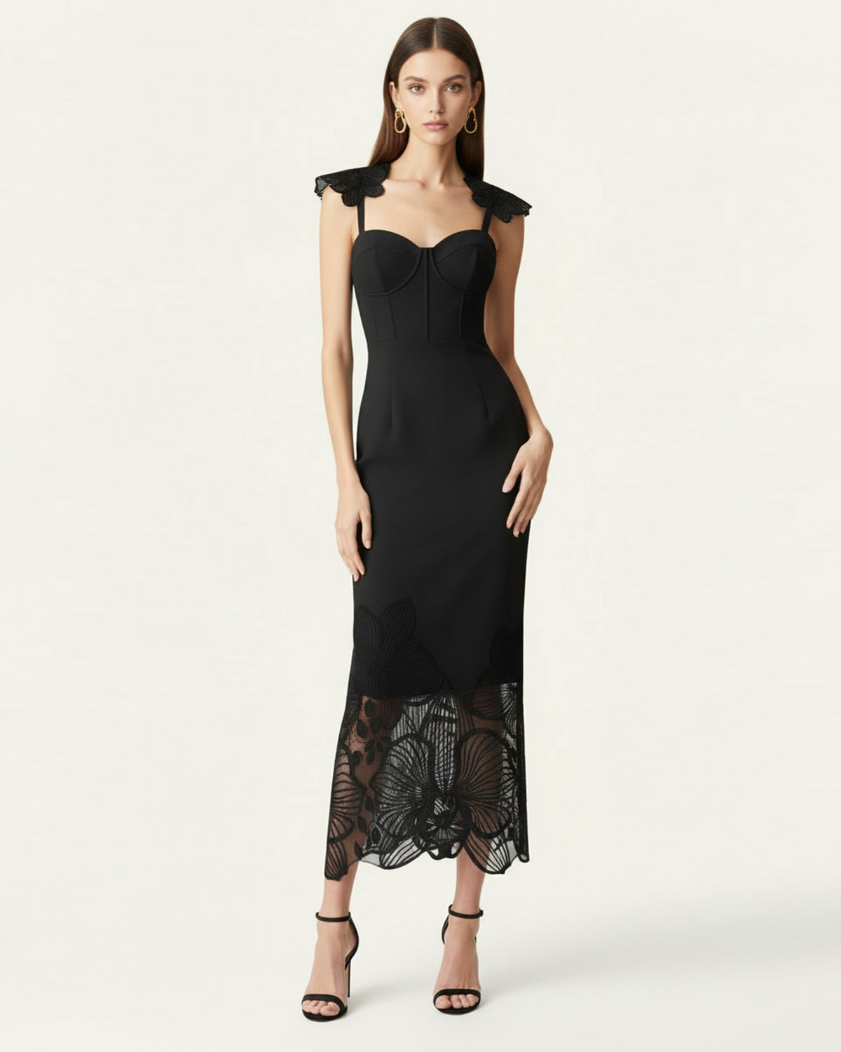 Orchid Embroidered Corset Dress - Black - view 1