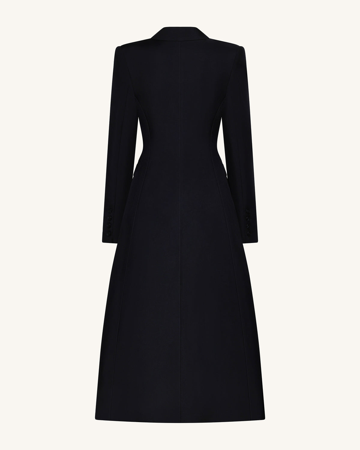 Structured Peak-Lapel Cutaway Maxi Blazer - Black - view 3