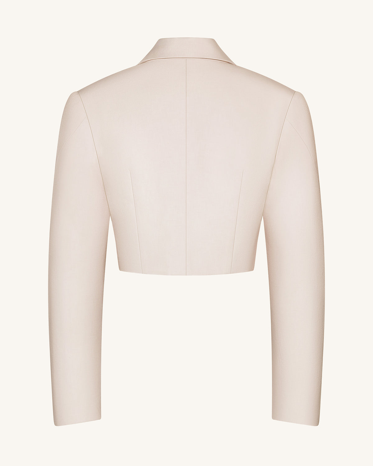 Structured Power-Shoulder Cropped Blazer - Beige - view 5