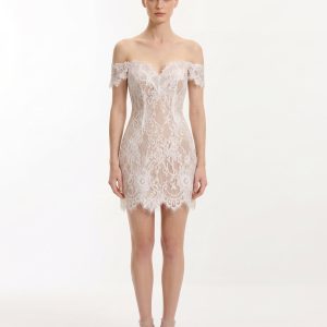 Off Shoulder Lace Mini Dress - White - view 1