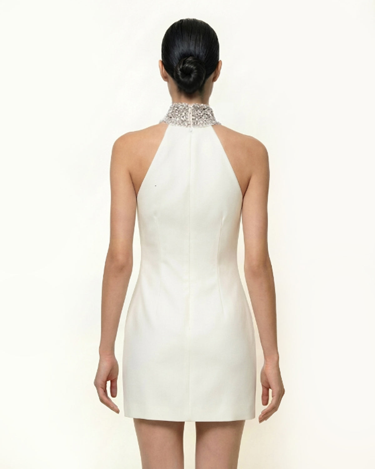 Jeweled Halter Iris Motif Dress - White - view 2
