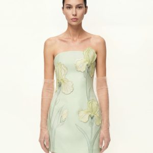 Iris Floral Print Strapless Dress - Green - view 1