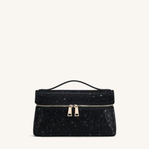 Thea Artificial Crystal Top Handle Bag - Black - view 1