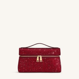 Thea Artificial Crystal Top Handle Bag - Red - view 1