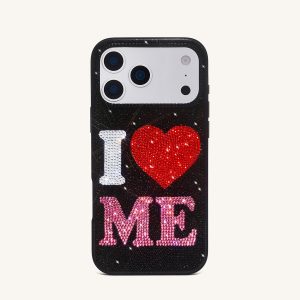 I Love Me Artificial Crystal Phone Case - Black - view 1