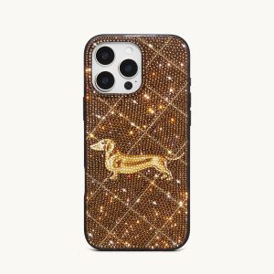 Dachshund Motif Artificial Crystal Phone Case - Brown - view 1