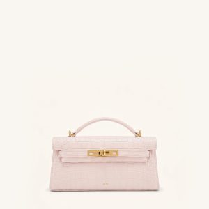 Noor Top Handle Bag - Pink Croc