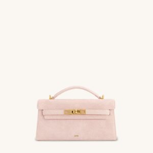 Noor Faux Suede Top Handle Bag - Pink
