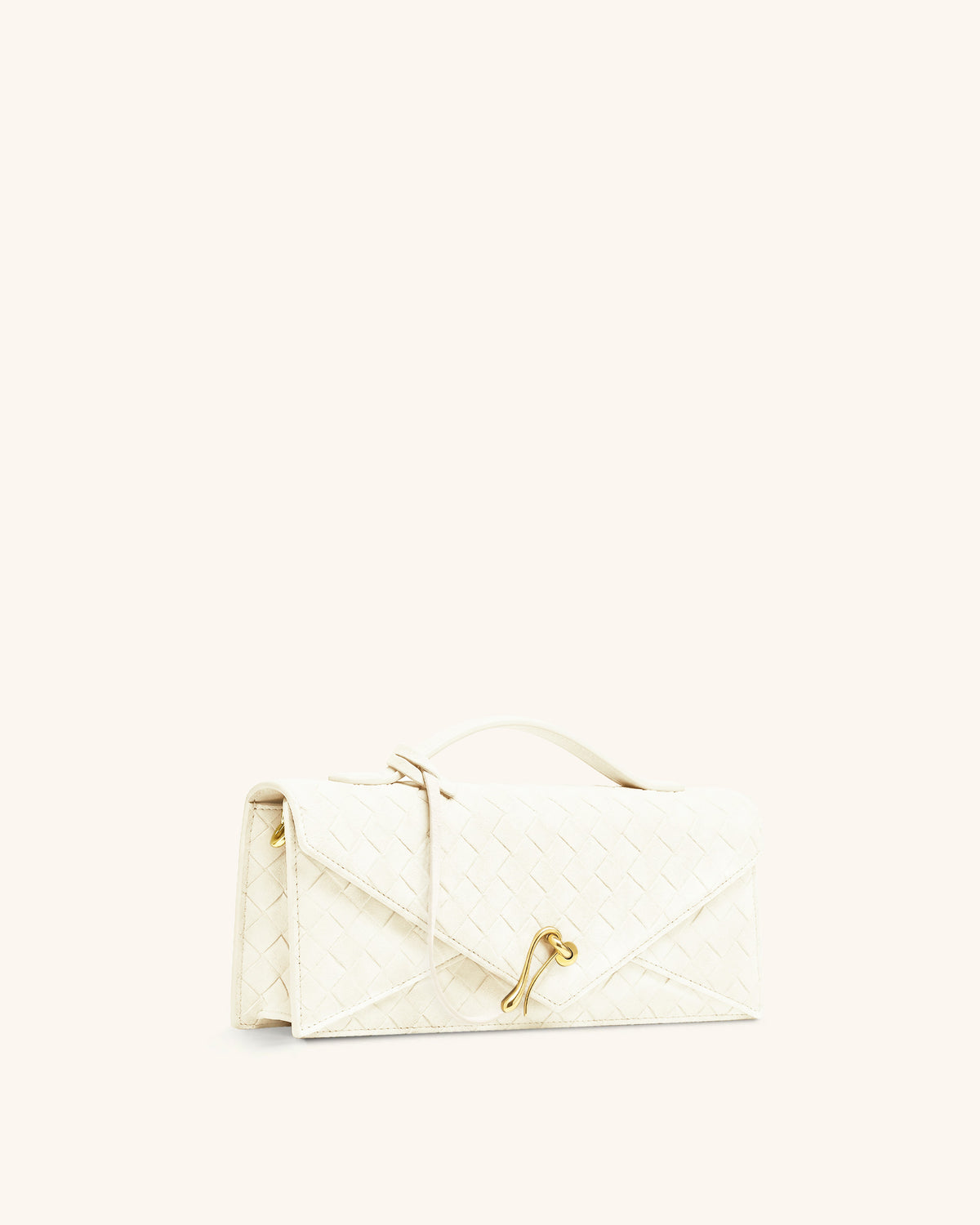 Celeste Faux Suede Woven Textured Envelope Top Handle Bag - White - view 2
