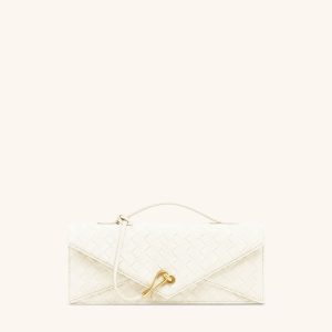 Celeste Faux Suede Woven Textured Envelope Top Handle Bag - White - view 1