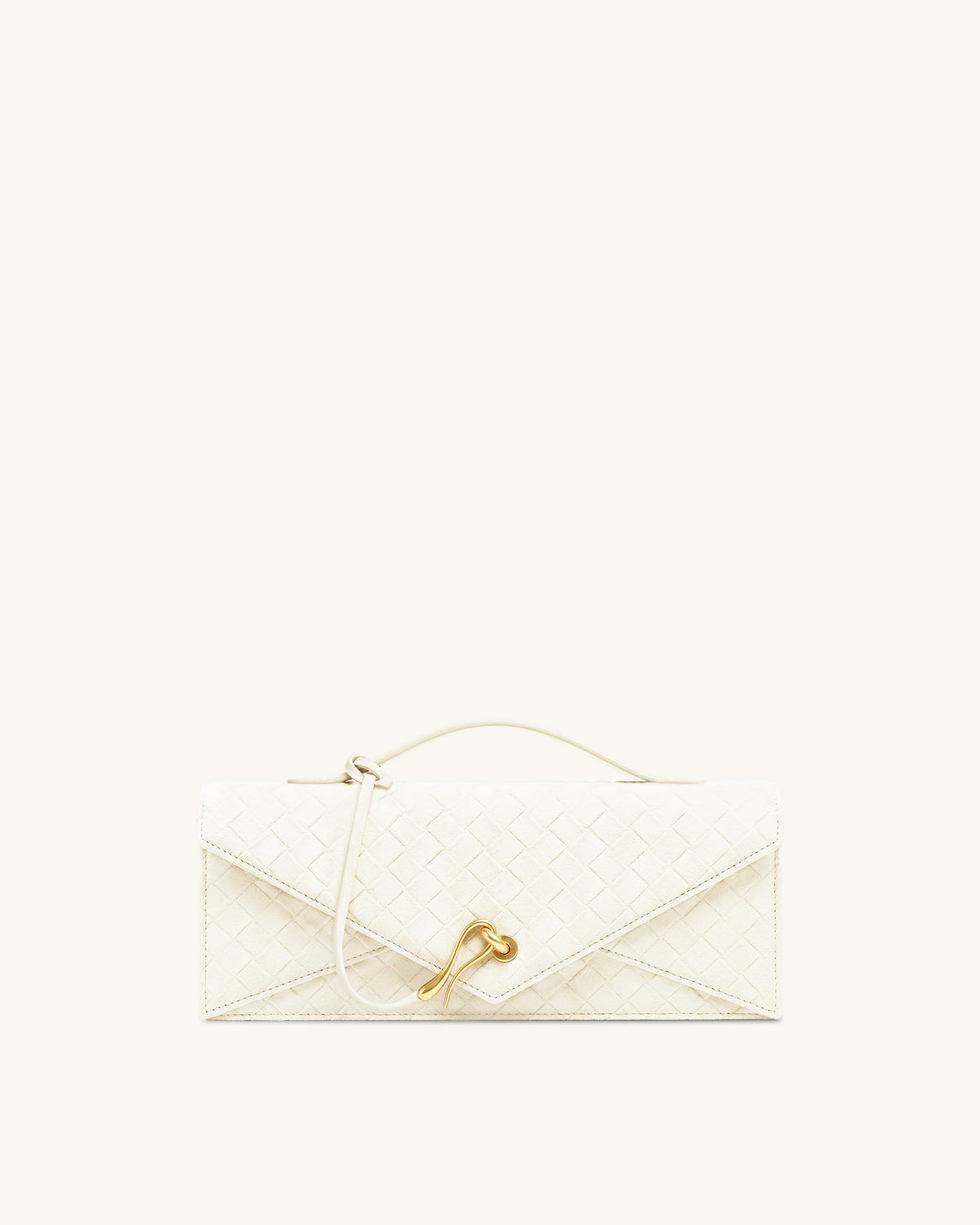 Celeste Faux Suede Woven Textured Envelope Top Handle Bag - White - view 1