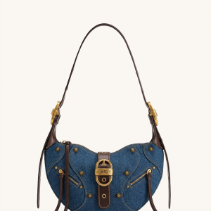 Tessa Studded Shoulder Bag - Blue Denim