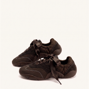 Flavia Ribbon Lace Ballerina Sneakers - Dark Brown