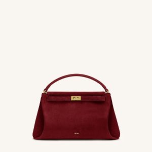 Carmen Faux Suede Top Handle Bag - Burgundy