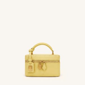 Cleo Box Shape Top Handle Bag - Yellow