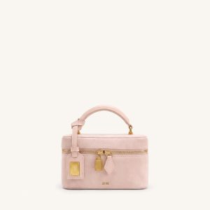 Cleo Faux Suede Box Shape Top Handle Bag - Pink