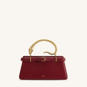 Elena Snake Handle Top Handle Bag - Wine Red - view 1