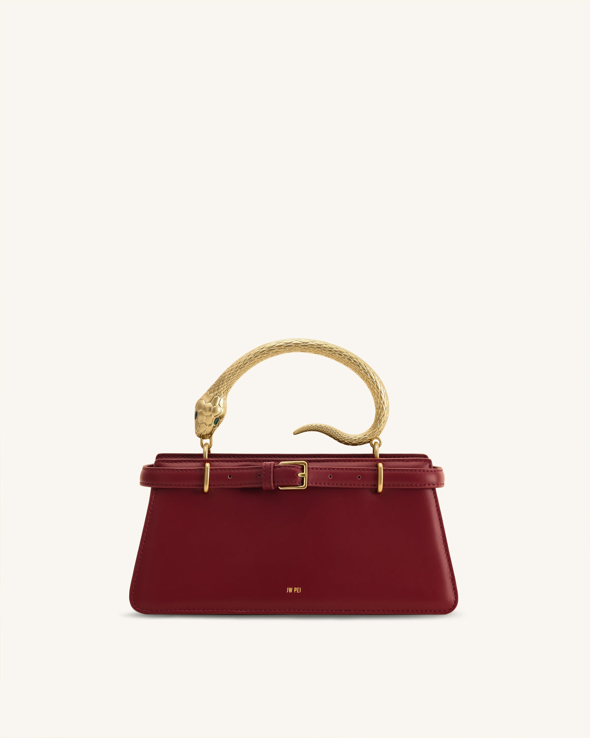 Elena Snake Handle Top Handle Bag - Wine Red - view 1