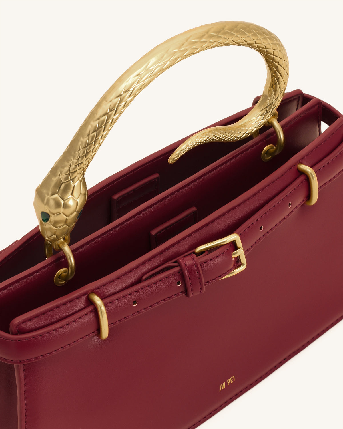 Elena Snake Handle Top Handle Bag - Wine Red - view 4