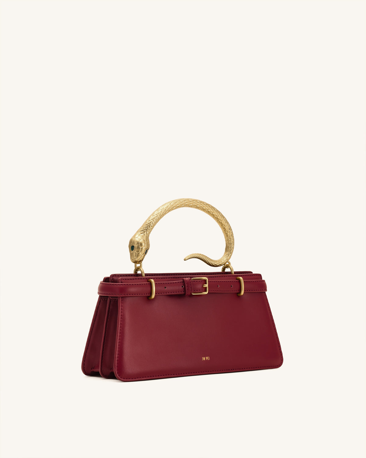 Elena Snake Handle Top Handle Bag - Wine Red - view 2