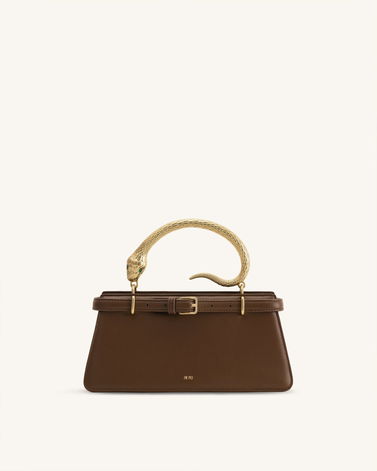 Elena Snake Handle Top Handle Bag - Dark Brown - view 1