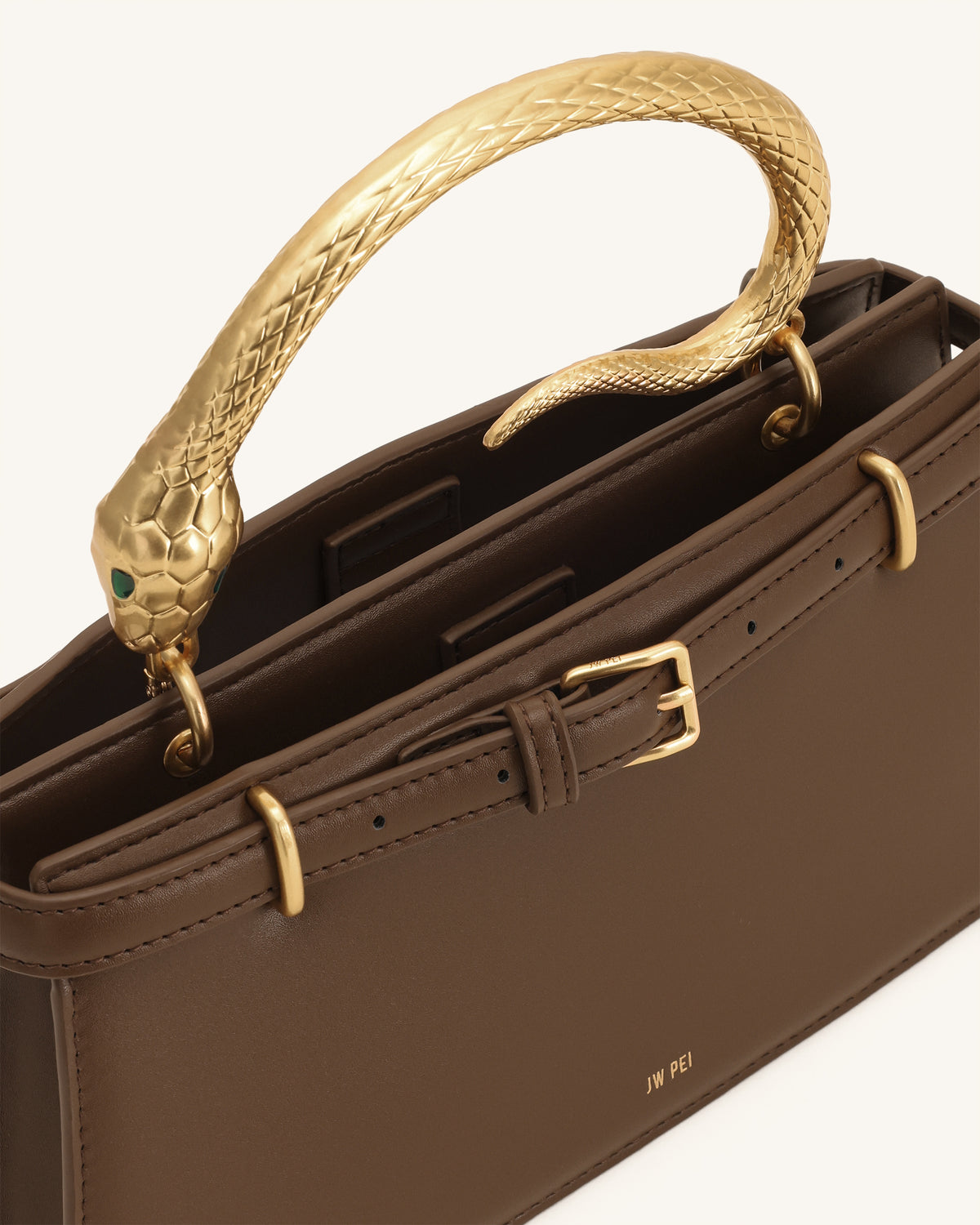 Elena Snake Handle Top Handle Bag - Dark Brown - view 4