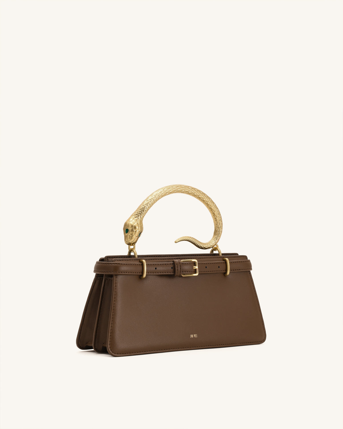 Elena Snake Handle Top Handle Bag - Dark Brown - view 2