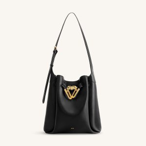 Charlene Double Buckle Hobo Bag - Black - view 1