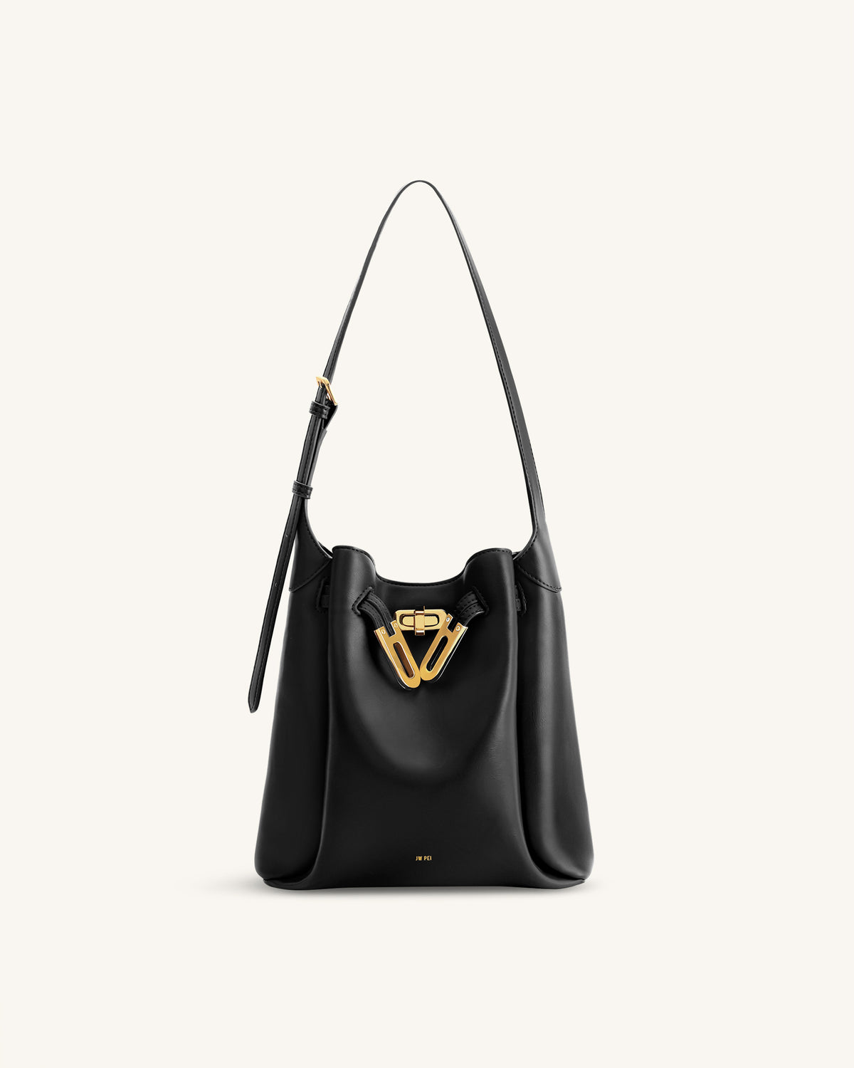 Charlene Double Buckle Hobo Bag - Black - view 1