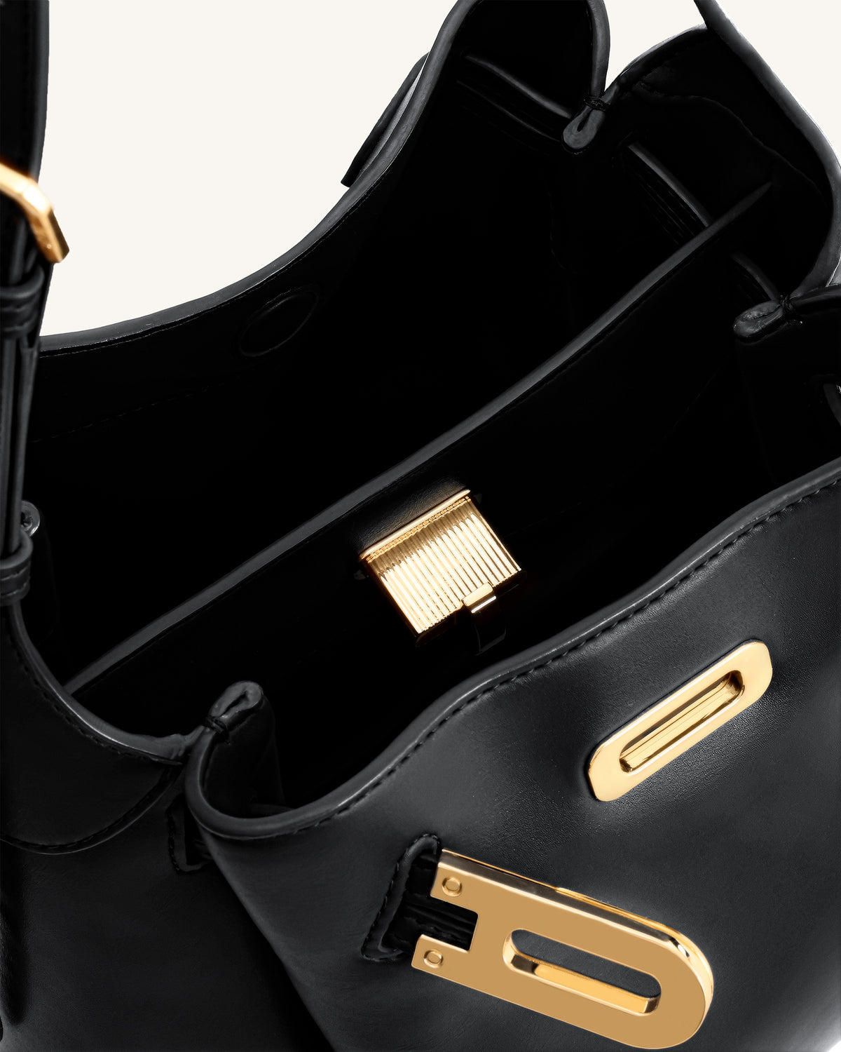 Charlene Double Buckle Hobo Bag - Black - view 5