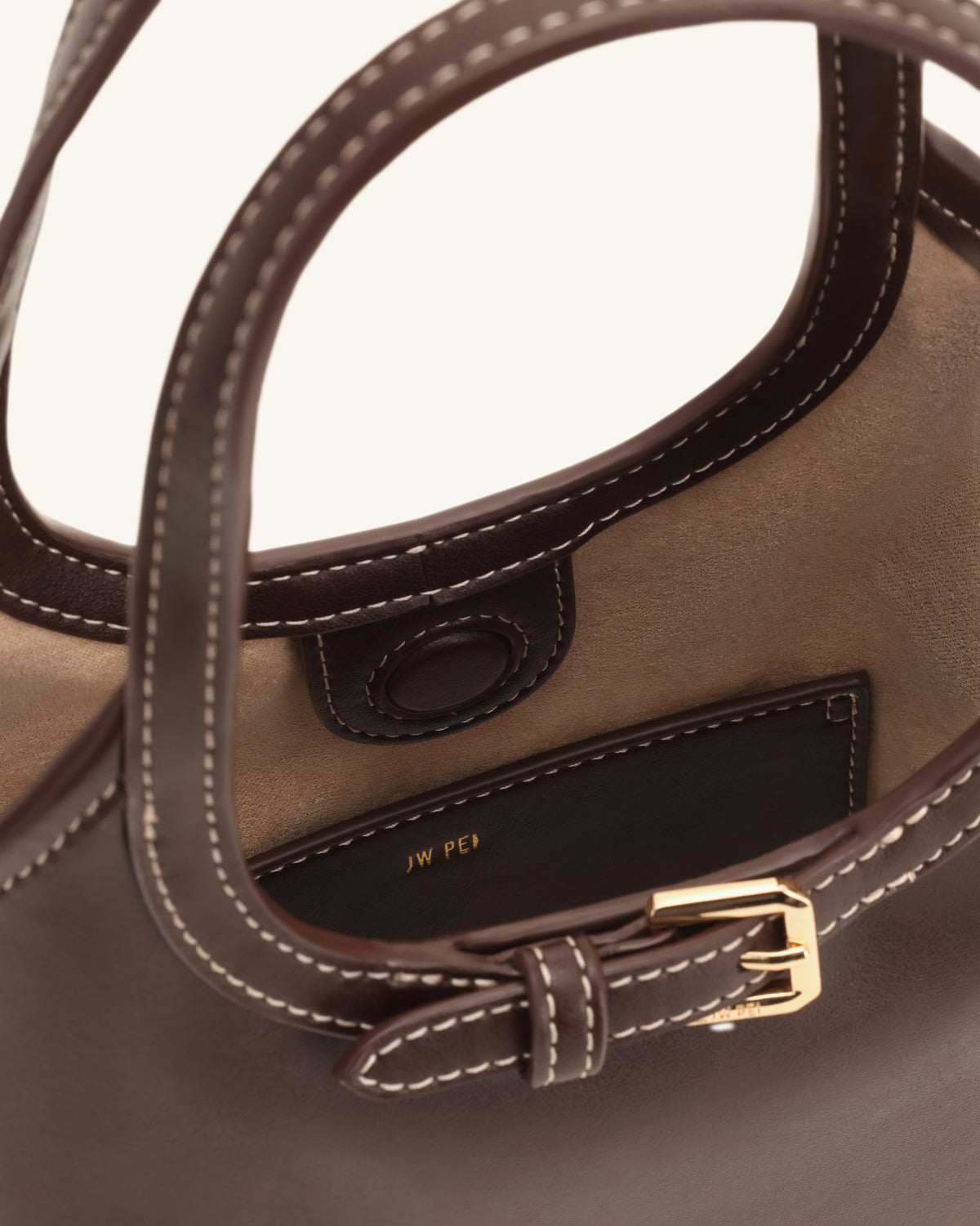 Brooke Mini Belted Embellished Top Handle Bag - Dark Brown - view 4
