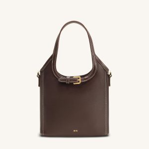 Brooke Mini Belted Embellished Top Handle Bag - Dark Brown - view 1
