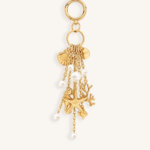 Ocean Creature Faux Pearl Bag Charm - Gold - view 1