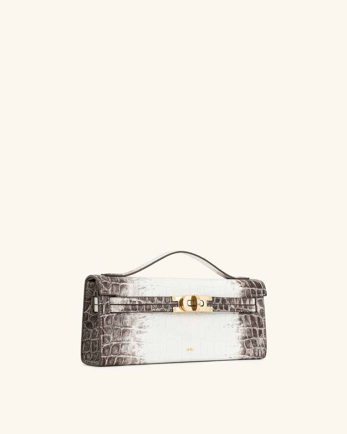 Bria Structured Top Handle Bag - White Croc - view 3