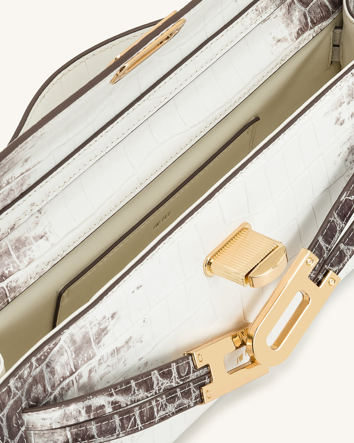Bria Structured Top Handle Bag - White Croc - view 5