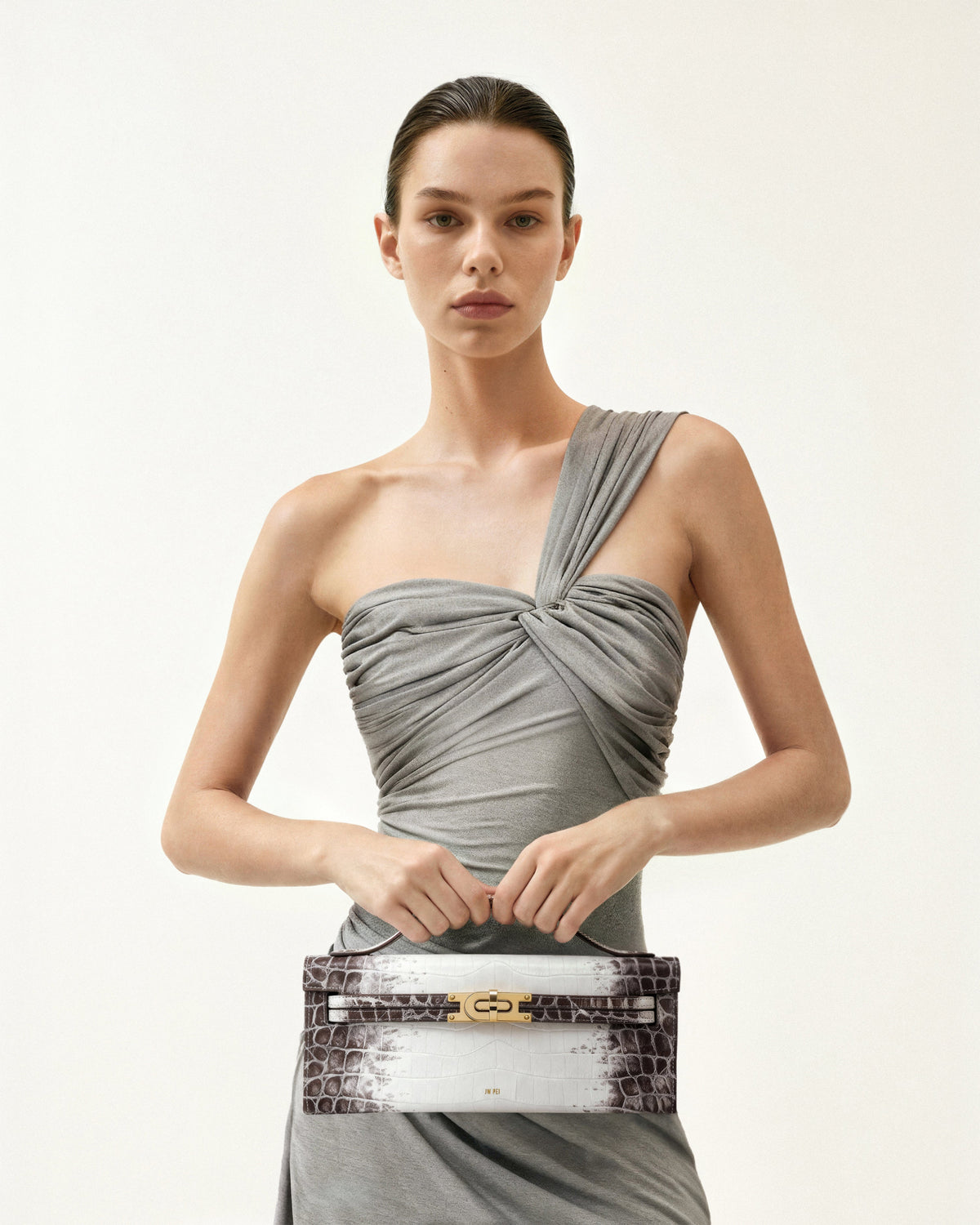 Bria Structured Top Handle Bag - White Croc - view 2