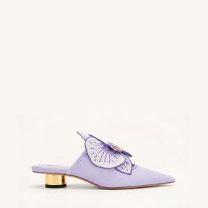 Helena Embroidery Decoration Pierced Mules - Purple - view 1