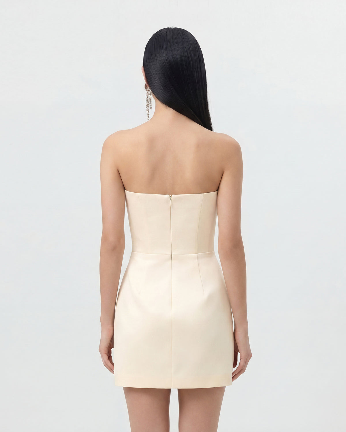 Slipper Orchid Appliqué Mini Dress - Ivory/Blue - view 2