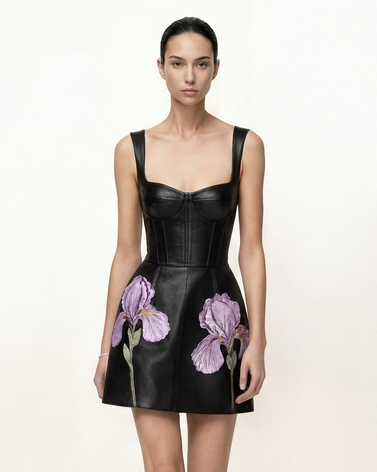 Iris Floral Print Corset Dress - Black - view 1