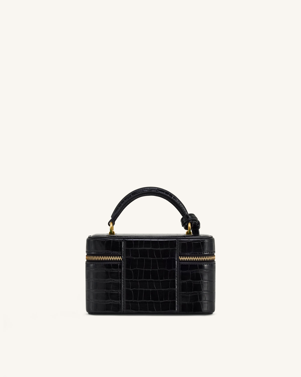 Cleo Box Shape Top Handle Bag - Black Croc - view 4