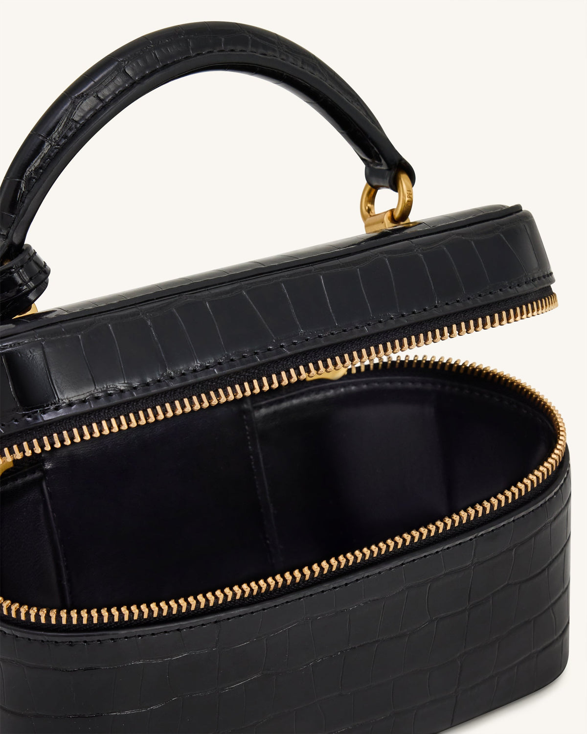Cleo Box Shape Top Handle Bag - Black Croc - view 5