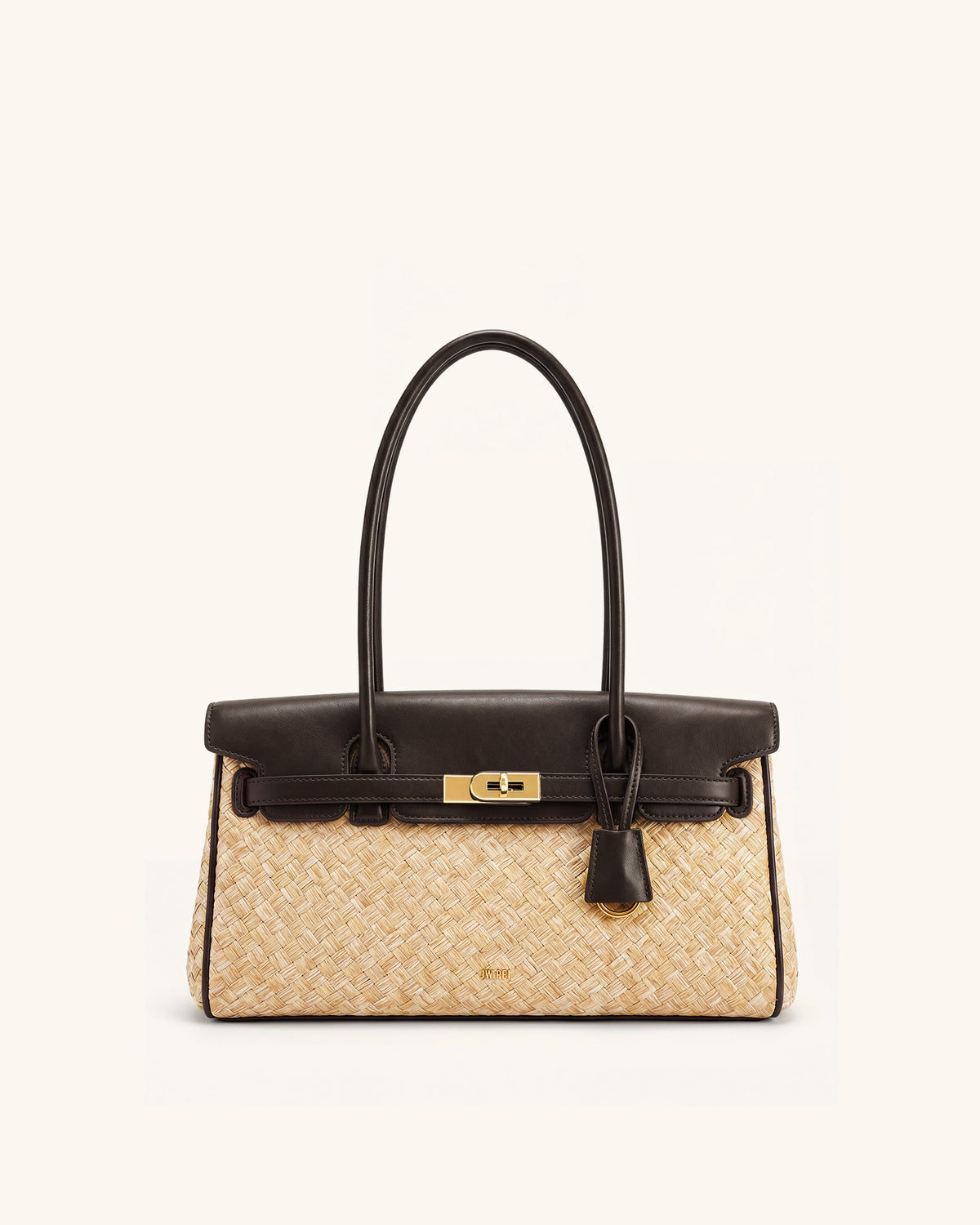 Yara Faux Straw Shoulder Bag - Brown - view 1