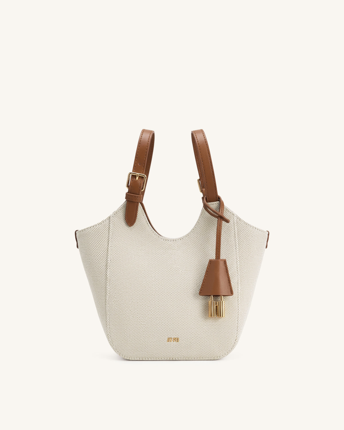 Ines Padlock Tote Bag - Brown Canvas - view 1