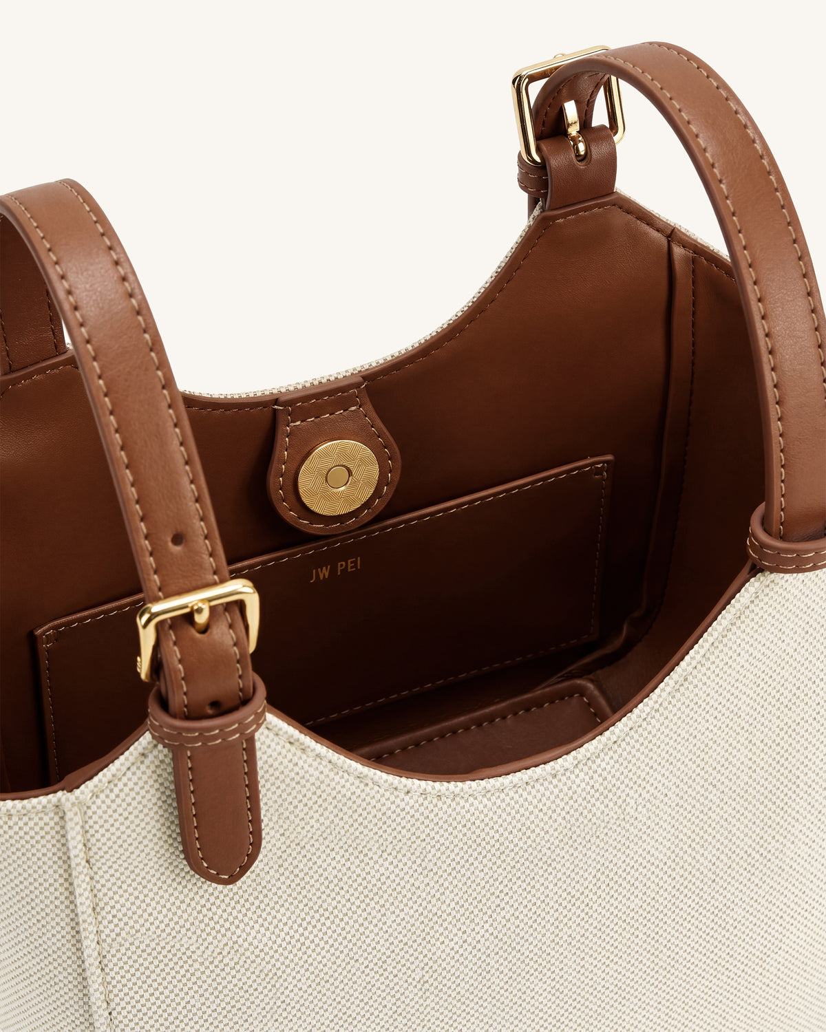 Ines Padlock Tote Bag - Brown Canvas - view 7