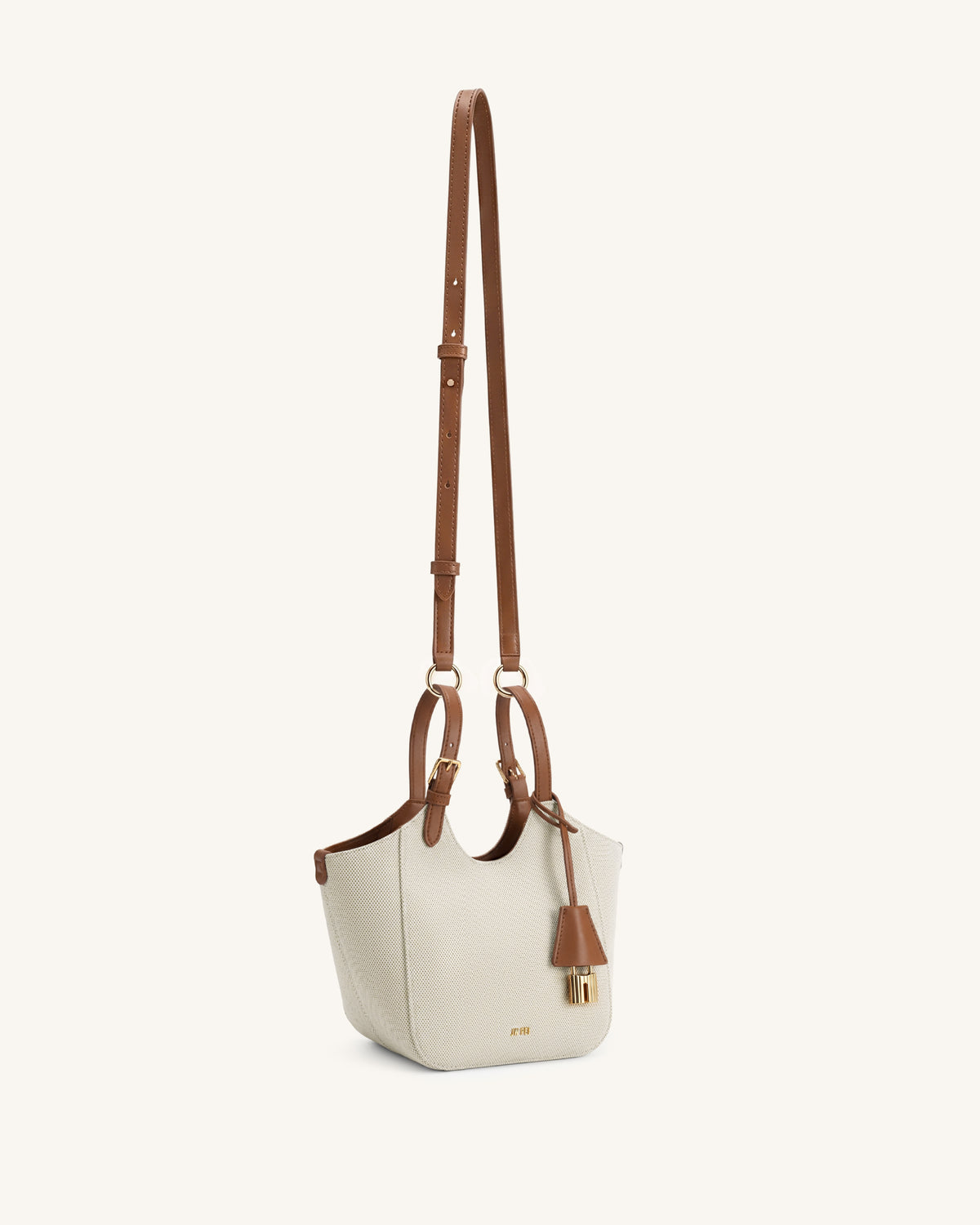 Ines Padlock Tote Bag - Brown Canvas - view 2