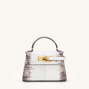 Elise Top Handle Bag - White Croc - view 1