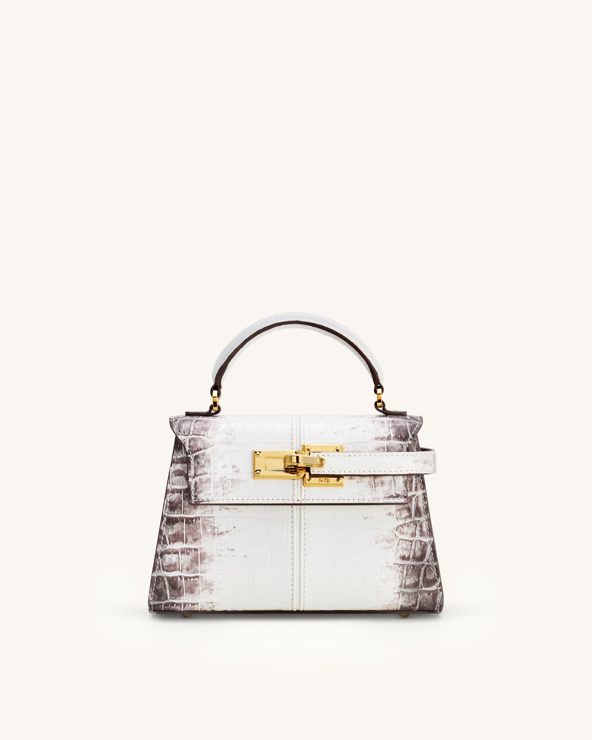 Elise Top Handle Bag - White Croc - view 1